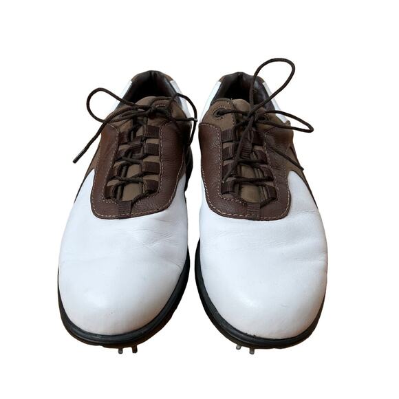 FootJoy Mens 10.5 Leather Golf Oxfords Contour Series Lace Up Shoes Cleats White - Picture 3 of 7